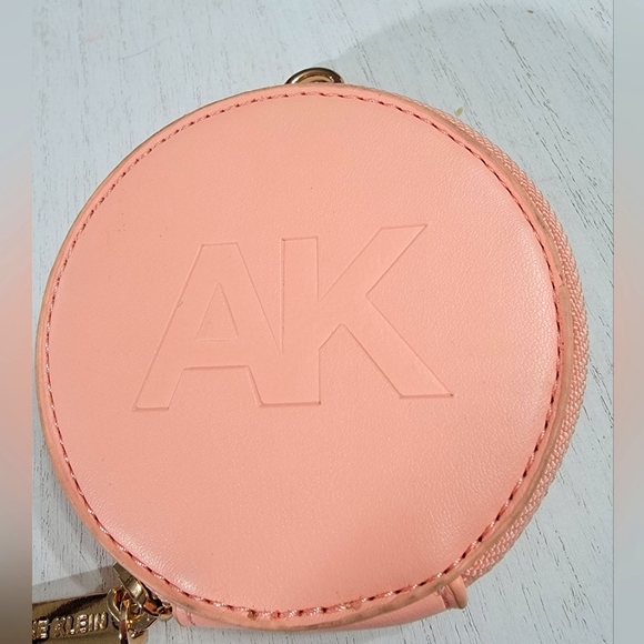 Anne Klein Peach Monogram Round Change Coin Purse Pouch - Picture 2 of 8